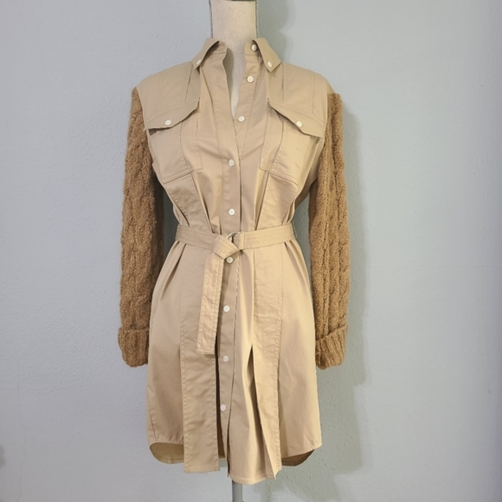 Derek Lam 10 Crosby Vivian Mixed‎ Media Shirt Dress Size 2